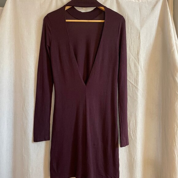 Purple/Maroon Sweater Bodycon Dress - Picture 3 of 4